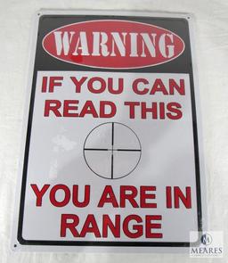 New Warning Tin Embossed Sign "If You Can Read This You Are in Range"