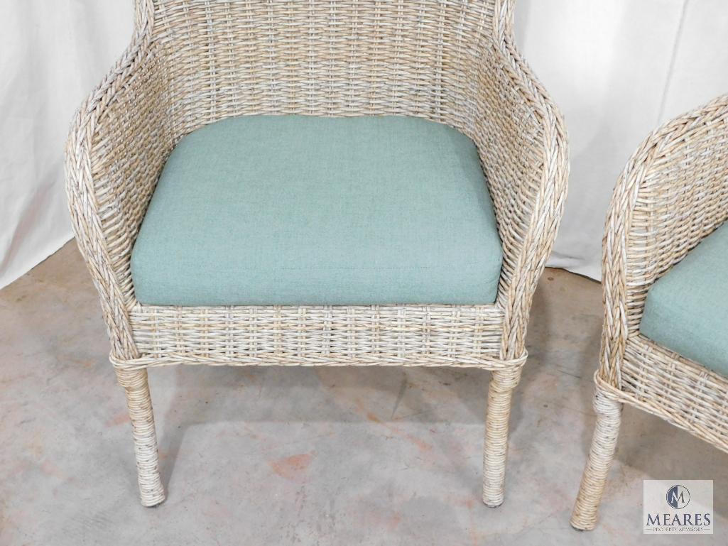 Pair of Hampton Bay Synthetic Wicker Chairs with Cushions
