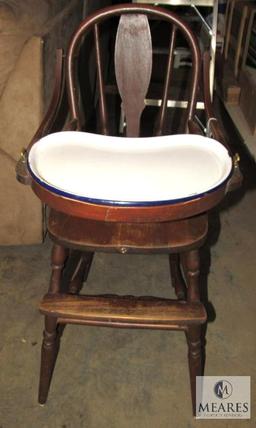 Antique Highchair with Enamel Tray
