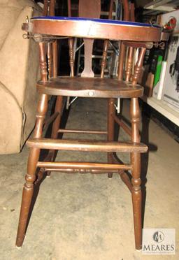 Antique Highchair with Enamel Tray