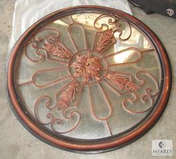Revival Collection Leather Wall Clock with Large Ornate Metal Wall Mirror
