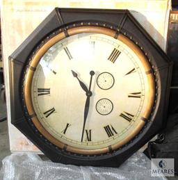 Revival Collection Leather Wall Clock with Large Ornate Metal Wall Mirror