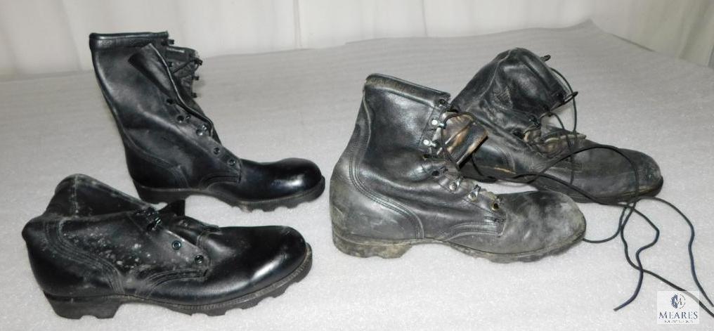 Two Pairs Military Black Combat Boots Size 9R