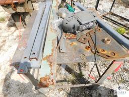 Large Lot of Metal - Rack, Work Tables, Contents