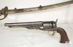 Confederate Soldier's Black Powder Colt Army .44 Cal Revolver and Sword With Scabbard