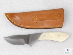 New Bone Handled Stainless Fixed Blade Skinner with Leather Sheath