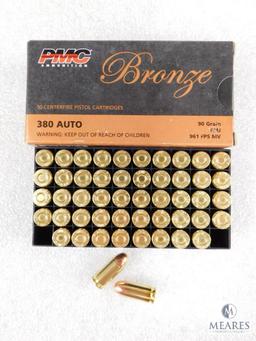 PMC 50 Rounds 380 acp Ammo 90 Grain FMJ