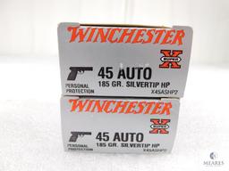 40 Rounds Winchester .45 Auto 185 Grain Silvertip Hollow Point Self Defense Ammo