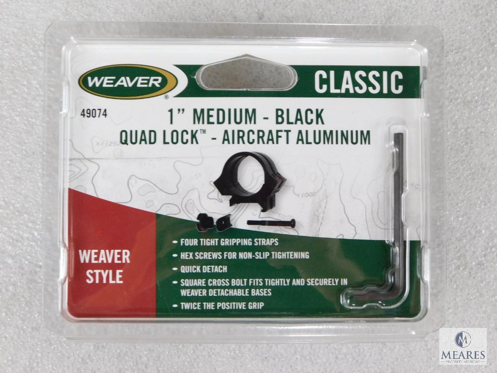New Weaver 1" Rifle Scope Rings. Matte Finish and Medium Height. Fits Weaver and Rail Mounts