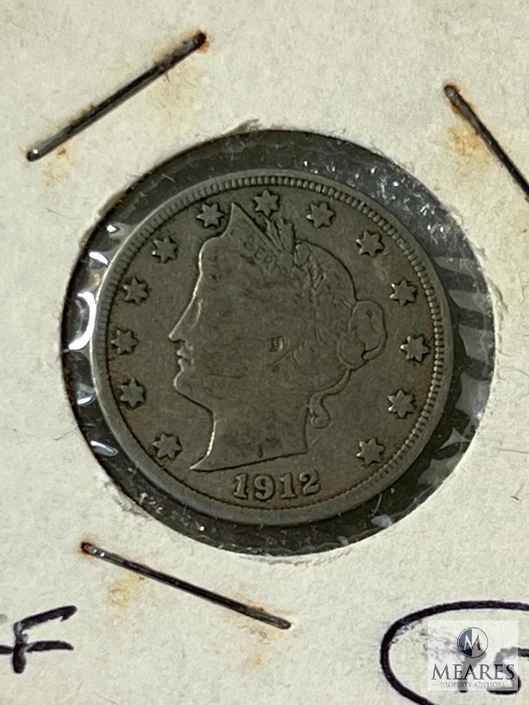 1908 & 1909 Fine Liberty Nickels & 1912-D, VG-F