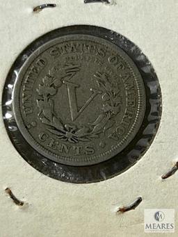 1908 & 1909 Fine Liberty Nickels & 1912-D, VG-F