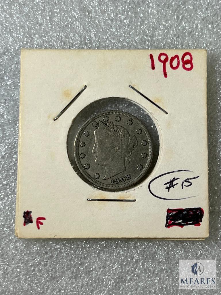 1908 & 1909 Fine Liberty Nickels & 1912-D, VG-F