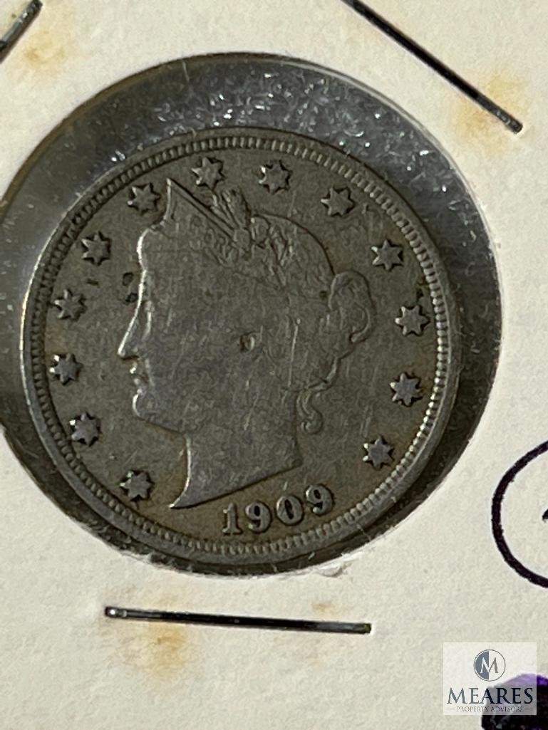 1908 & 1909 Fine Liberty Nickels & 1912-D, VG-F