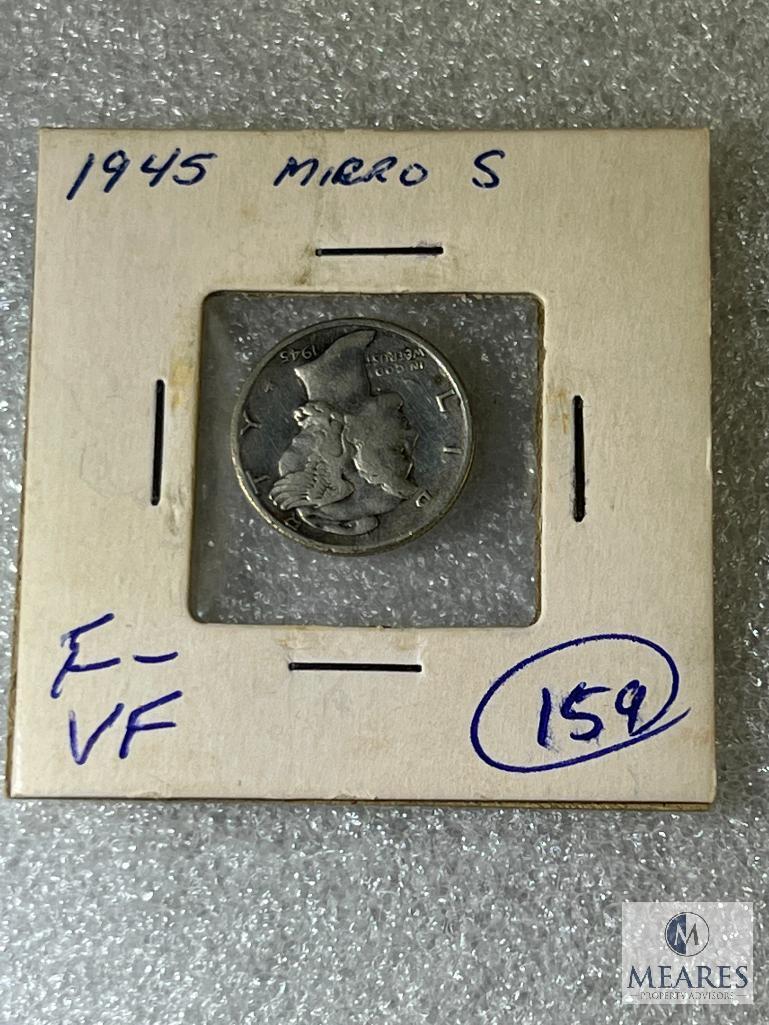 1945-Micro S Mercury Head Dime, F-VF