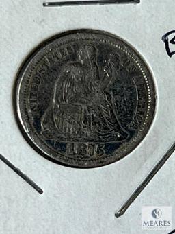 1875-S Below Bow Liberty Seated Dime, F-VF