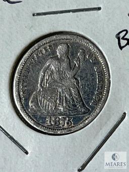1875-S Below Bow Liberty Seated Dime, F-VF