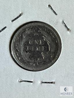 1875-S Below Bow Liberty Seated Dime, F-VF