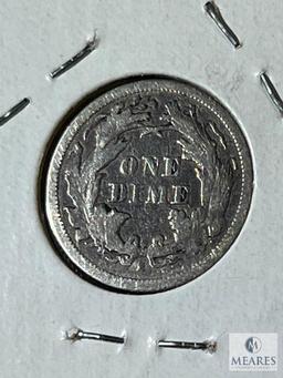 1875-S Below Bow Liberty Seated Dime, F-VF