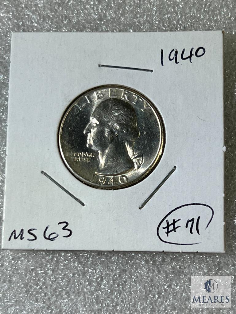 1940 Washington Quarter, MS 63