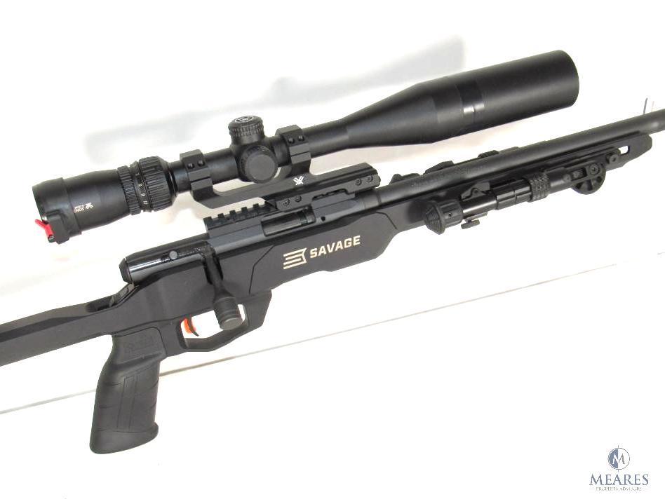 Savage B17 MDT .17 HMR Bolt Action Rifle With Vortex Scope and Loaded With Accessories