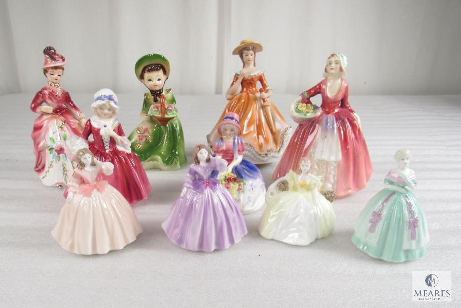 Lot of 10 Porcelain Victorian Lady Figurines Includes Royal Dutton Pieces