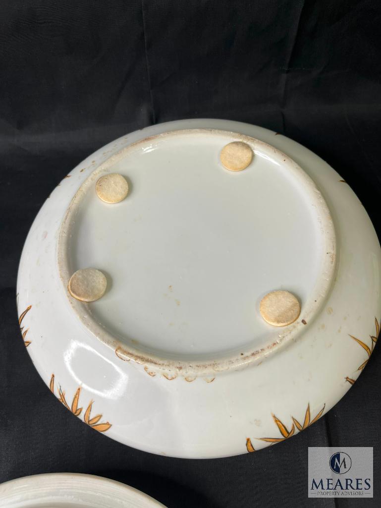 Vintage Serving Tray Set Made In England, Large Hand Painted Dish With Lid