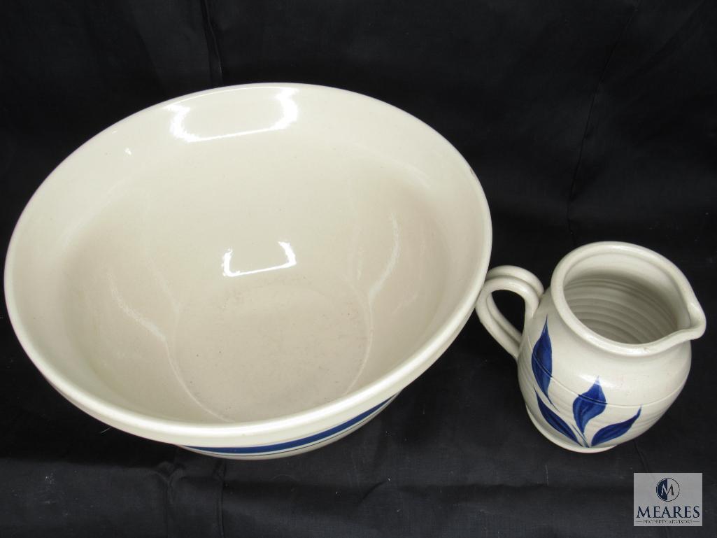 Roseville Friendship Mixing Bowl With Williamson's Pottery Small Pitcher