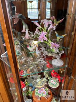 Contents of the Display Cabinet - Decorative Glass, Flowers, Birds
