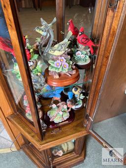 Contents of the Display Cabinet - Decorative Glass, Flowers, Birds