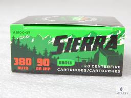 20 Rounds Sierra .380 ACP Ammo. 90 Grain Jacketed Hollow Point