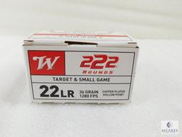 222 Rounds Winchester .22 Long Rifle Ammo. 36 Grain Copper Plated Hollow Point