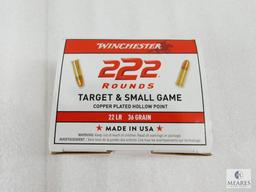222 Rounds Winchester .22 Long Rifle Ammo. 36 Grain Copper Plated Hollow Point