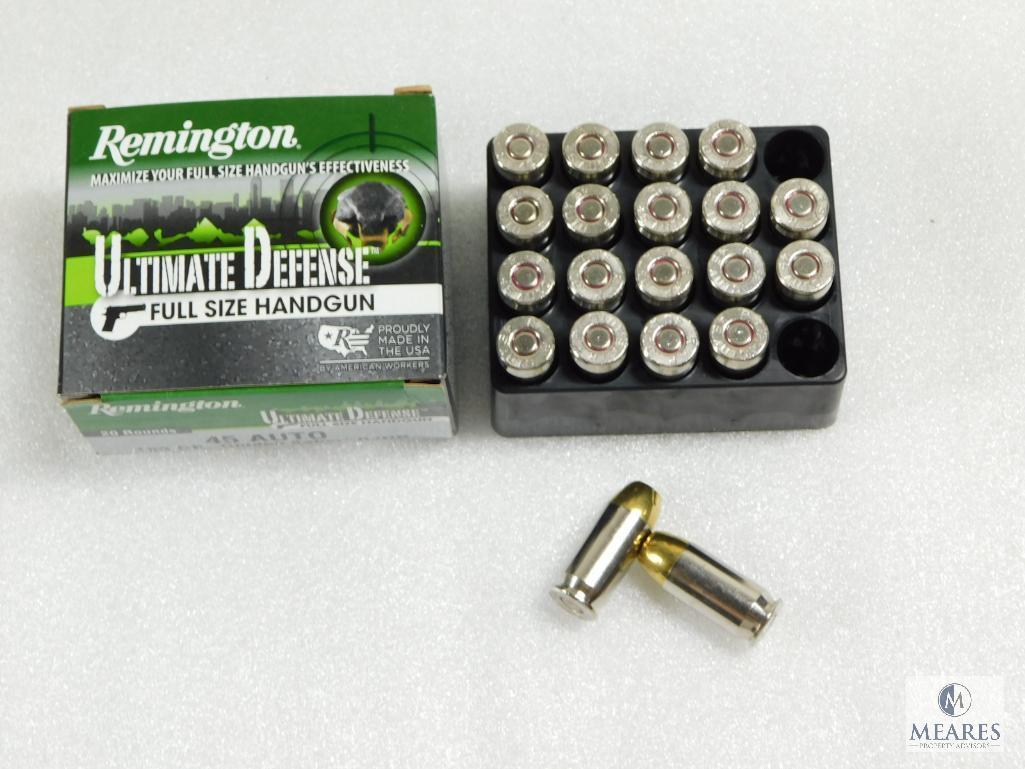 20 Rounds Remington Ultimate Defense .45 ACP Ammo. 185 Grain Hollow Point