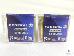 100 Rounds Federal .22 Magnum Ammo. 40 Grain FMJ