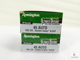 40 Rounds Remington Ultimate Defense .45 ACP Ammo. 185 Grain Hollow Point