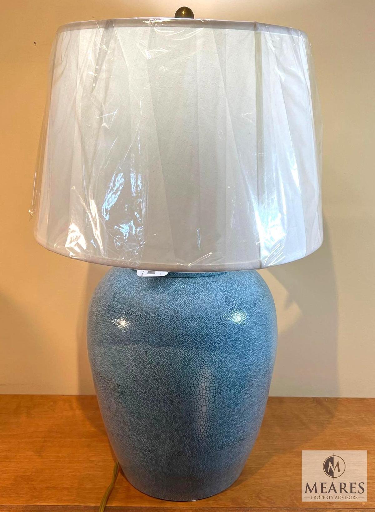 Blue Speckled Glaze Ceramic Base Table Lamp 25.5"