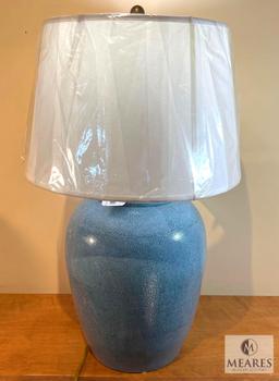 Blue Speckled Glaze Ceramic Base Table Lamp 25.5"
