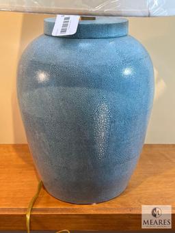 Blue Speckled Glaze Ceramic Base Table Lamp 25.5"