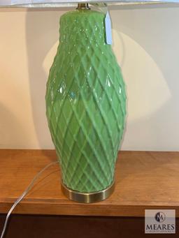 Arbor Lime Green Lattice Ceramic Base Table Lamp 31"