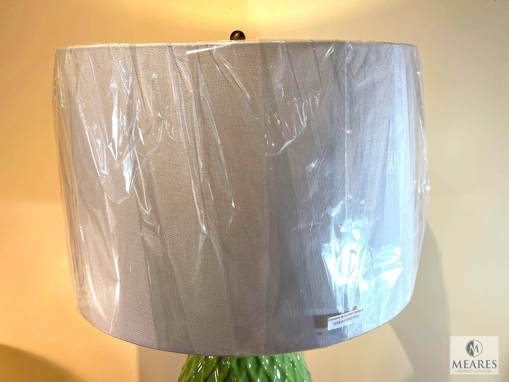 Arbor Lime Green Lattice Ceramic Base Table Lamp 31"