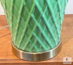 Arbor Lime Green Lattice Ceramic Base Table Lamp 31"