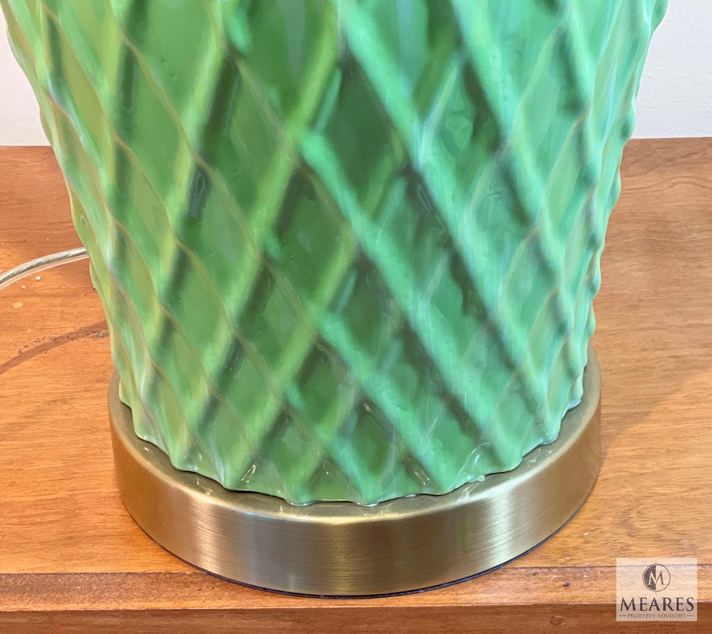 Arbor Lime Green Lattice Ceramic Base Table Lamp 31"