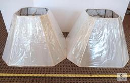 Pair of Ivory Cut Corner Square Lampshades