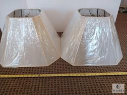 Pair of Ivory Cut Corner Square Lampshades