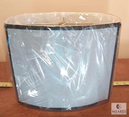Silver Oval Drum Lampshade with Black Trim 12" Width