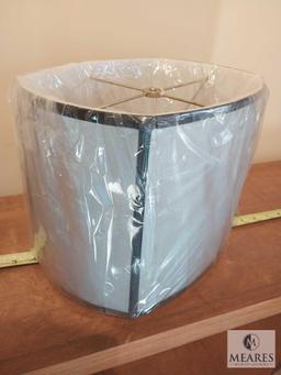 Silver Oval Drum Lampshade with Black Trim 12" Width