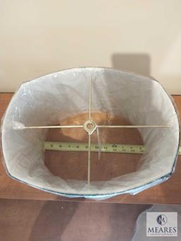 Silver Oval Drum Lampshade with Black Trim 12" Width