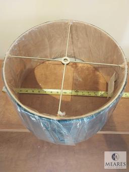 Black Shallow Drum Lampshade with Gold Tone Interior 17" Diameter