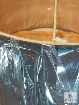 Black Shallow Drum Lampshade with Gold Tone Interior 17" Diameter