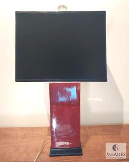 Sepello Dark Red Square Ceramic Table Lamp with Square Black Shade